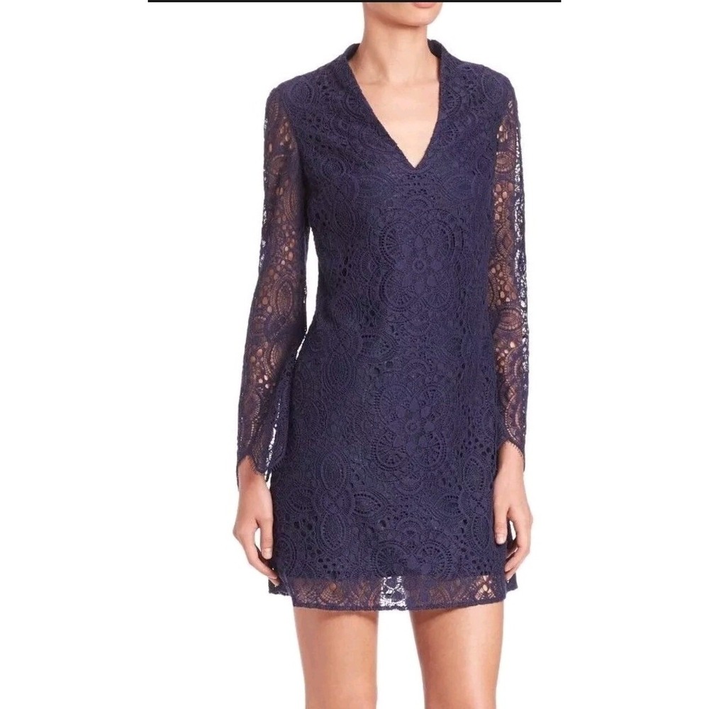 Lilly Pulitzer Felicity Sunburst Lace Mini Dress Blue 4 Cocktail Party Wedding